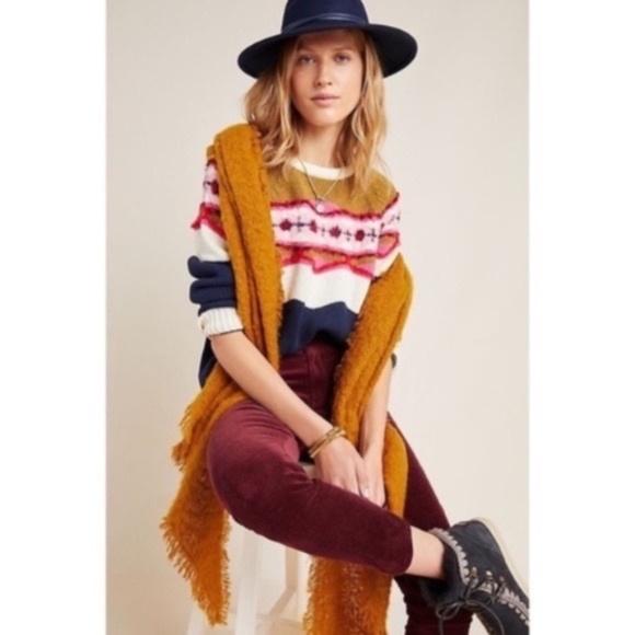 Anthropologie FIELD FLOWER Camellia Fairisle Sweater Pullover Fair Isle X-Small - Picture 5 of 15